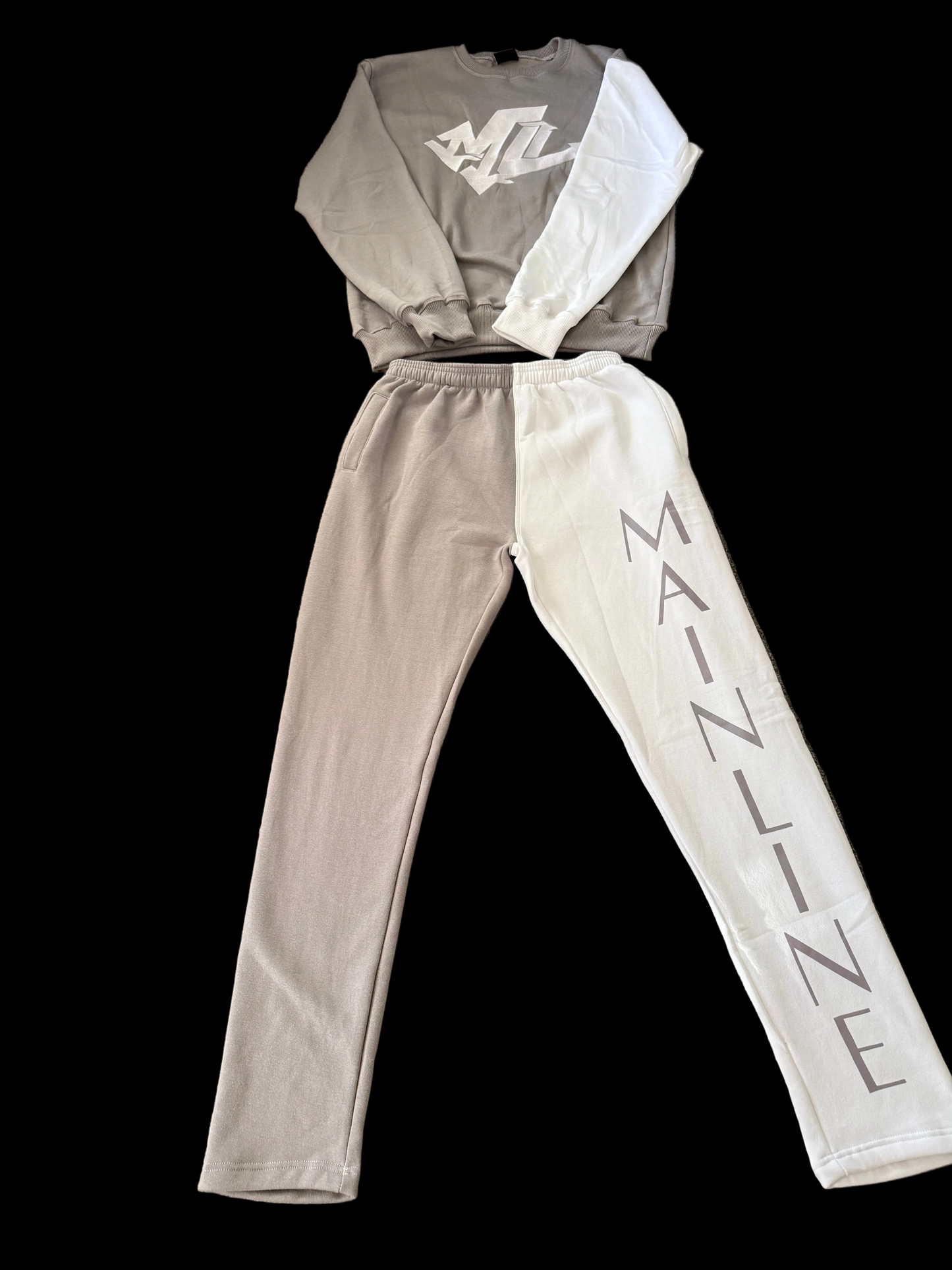 Men’s Two-Toned Sweatsuit Gray & White