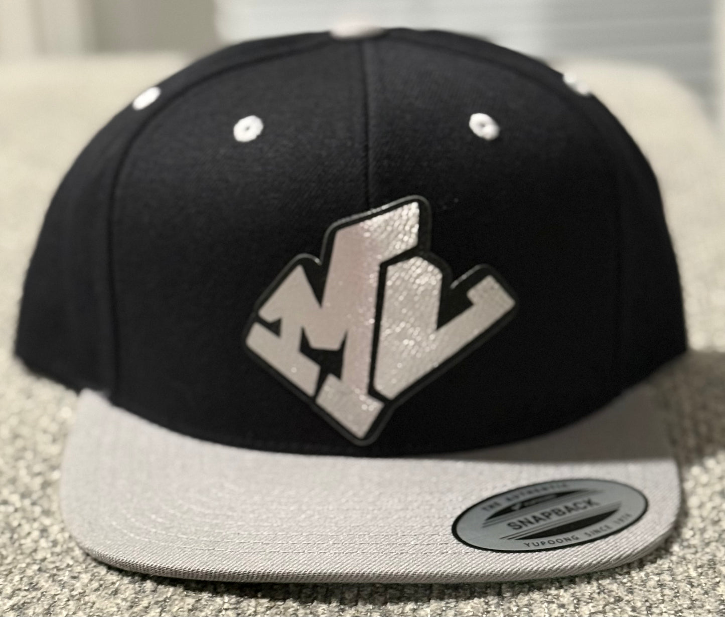 SnapBack Cap Black and Silver/Bold Silver Embroidered MainLine Logo