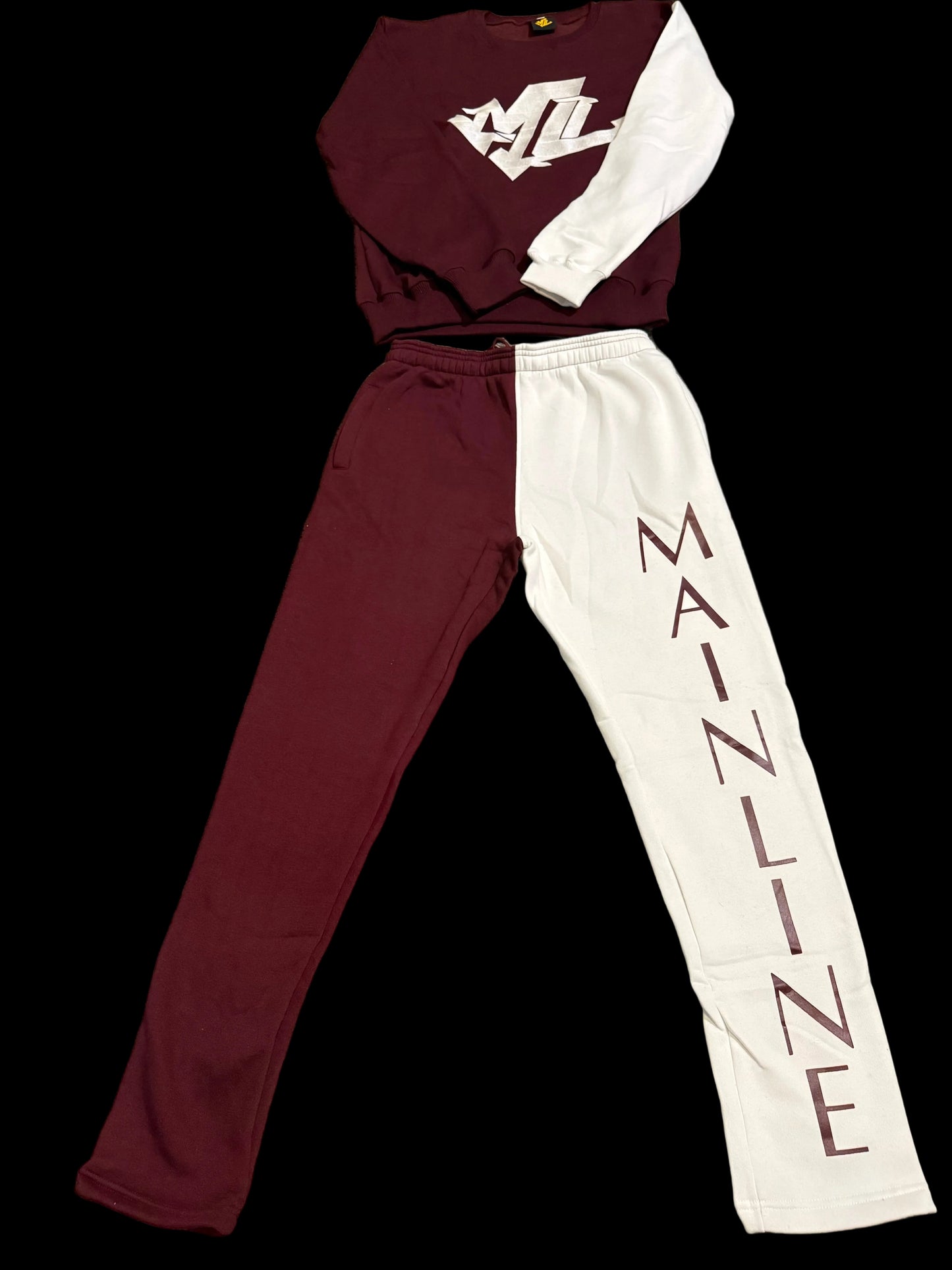 Men’s Two-Toned Sweatsuit Maroon & White