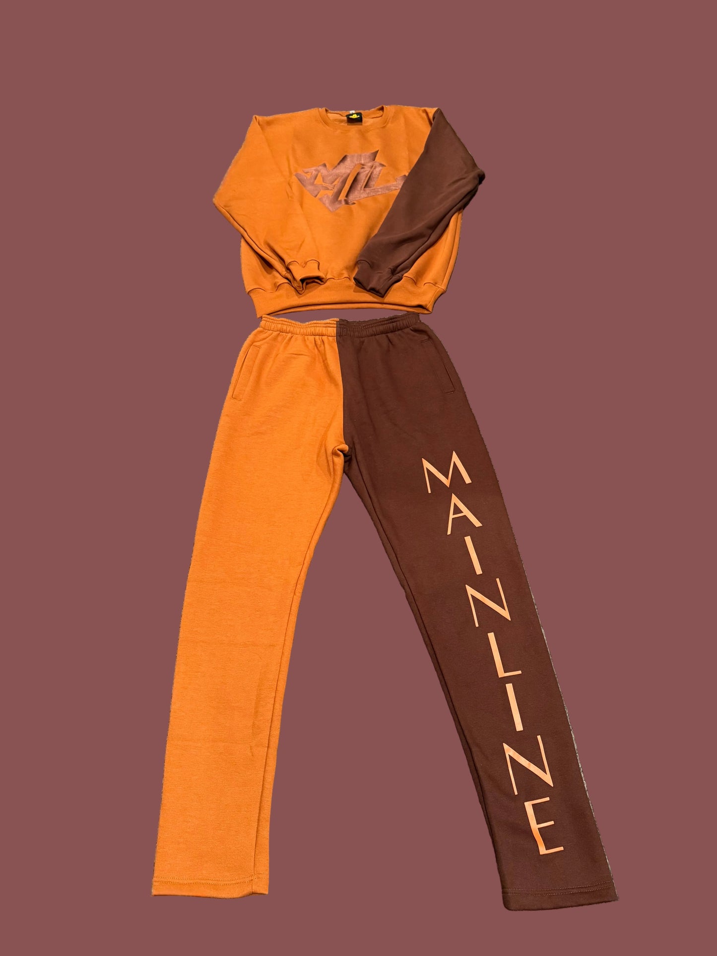Men’s Two-Toned Sweatsuit Dark and Light Brown