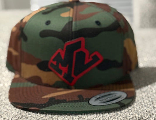 SnapBack Cap Camouflage/Bold Red Embroidered MainLine Logo