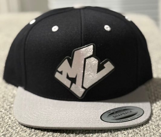 SnapBack Cap Black and Silver/Bold Silver Embroidered MainLine Logo