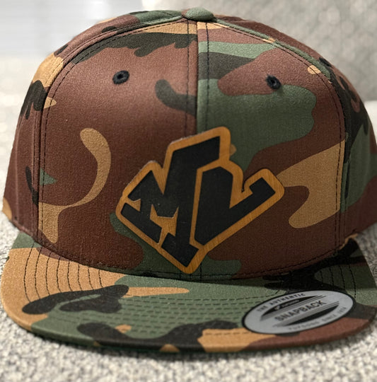 SnapBack Cap Camouflage/Bold Black and Light Brown MainLine Logo