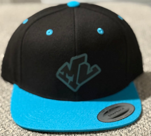SnapBack Cap Black and Teal/Black and Teal MainLine Logo