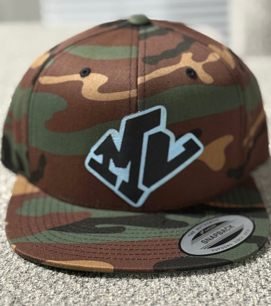 SnapBack Cap Camouflage/Black and Light Blue MainLine Logo